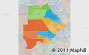 Political Map of Botswana, lighten, semi-desaturated