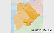 Political Shades Map of Botswana, lighten