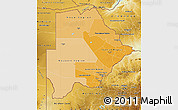 Political Shades Map of Botswana, physical outside