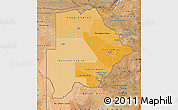 Political Shades Map of Botswana, satellite outside