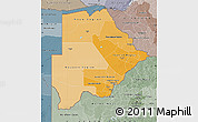 Political Shades Map of Botswana, semi-desaturated