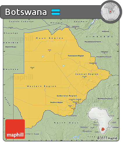 Savanna Style Map of Botswana