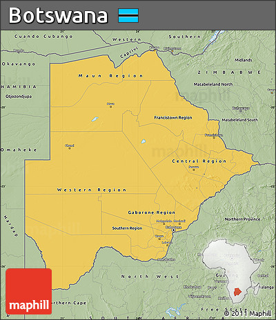 Savanna Style Map of Botswana
