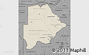 Shaded Relief Map of Botswana, darken, desaturated