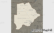 Shaded Relief Map of Botswana, darken