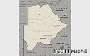 Shaded Relief Map of Botswana, darken, semi-desaturated