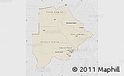 Shaded Relief Map of Botswana, lighten, desaturated