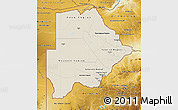 Shaded Relief Map of Botswana, physical outside
