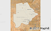 Shaded Relief Map of Botswana, satellite outside