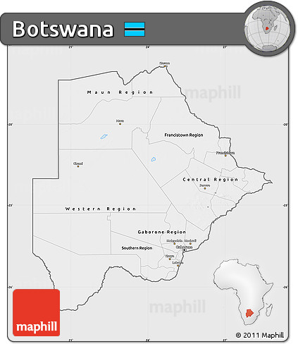 Silver Style Map of Botswana, single color outside