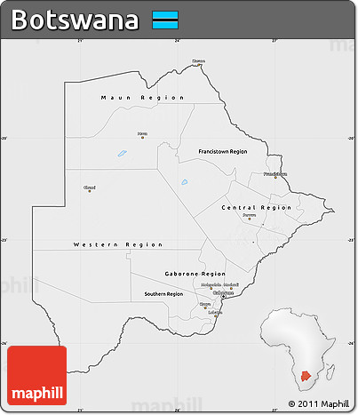 Silver Style Map of Botswana, single color outside