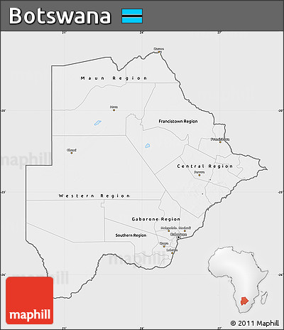 Silver Style Map of Botswana, single color outside