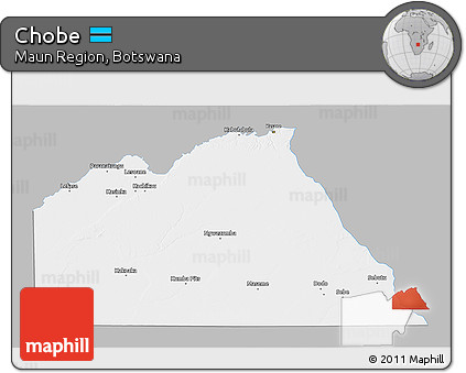 Gray 3D Map of Chobe, single color outside