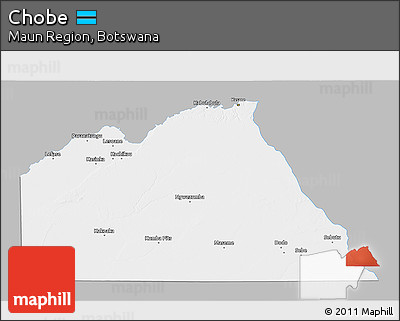Gray 3D Map of Chobe, single color outside