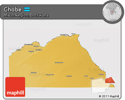 Physical 3D Map of Chobe, cropped outside