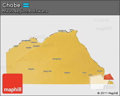 Physical 3D Map of Chobe, cropped outside