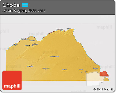 Physical 3D Map of Chobe, cropped outside