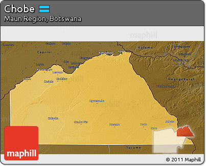 Physical 3D Map of Chobe, darken