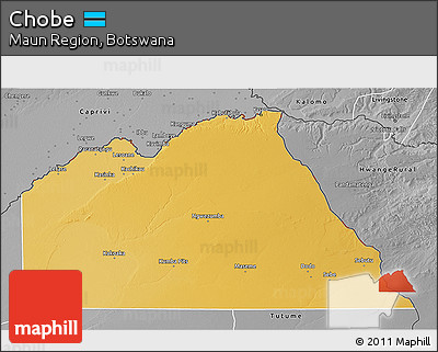 Physical 3D Map of Chobe, desaturated