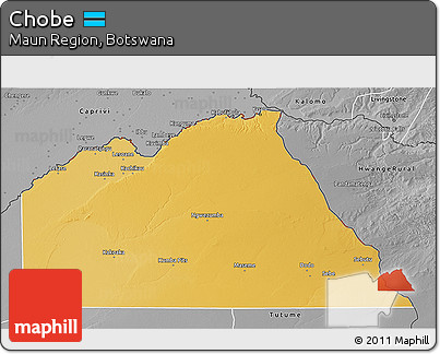 Physical 3D Map of Chobe, desaturated