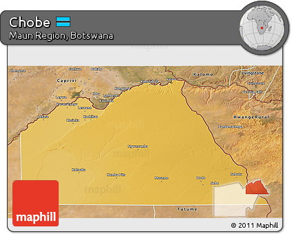 Physical 3D Map of Chobe, satellite outside