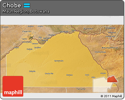 Physical 3D Map of Chobe, satellite outside