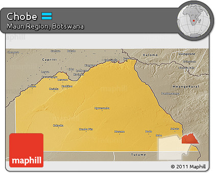 Physical 3D Map of Chobe, semi-desaturated