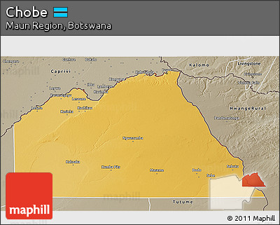Physical 3D Map of Chobe, semi-desaturated