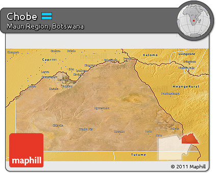 Satellite 3D Map of Chobe, physical outside
