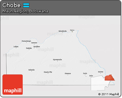 Silver Style 3D Map of Chobe, single color outside