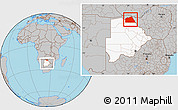 Gray Location Map of Chobe, highlighted country, within the entire country