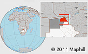Gray Location Map of Chobe, highlighted country, highlighted parent region