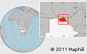Gray Location Map of Chobe, highlighted country, hill shading