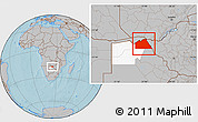 Gray Location Map of Chobe, highlighted parent region, hill shading