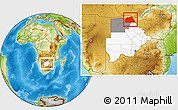 Physical Location Map of Chobe, highlighted country, highlighted parent region, within the entire country