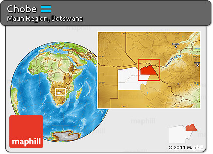 Physical Location Map of Chobe, highlighted parent region