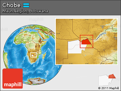 Physical Location Map of Chobe, highlighted parent region