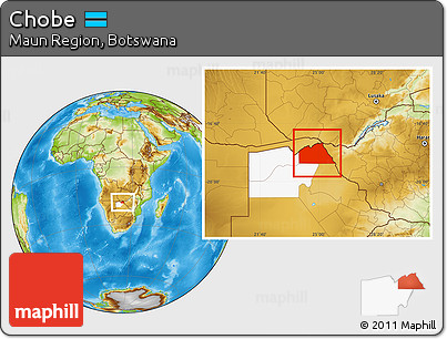 Physical Location Map of Chobe, highlighted parent region