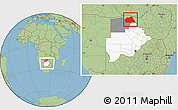 Savanna Style Location Map of Chobe, highlighted country, highlighted parent region, within the entire country