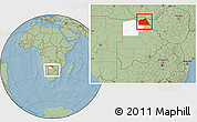 Savanna Style Location Map of Chobe, highlighted parent region, within the entire country, hill shading
