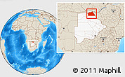 Shaded Relief Location Map of Chobe, highlighted country, within the entire country