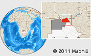 Shaded Relief Location Map of Chobe, highlighted country, highlighted parent region