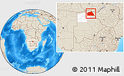 Shaded Relief Location Map of Chobe, highlighted parent region, within the entire country