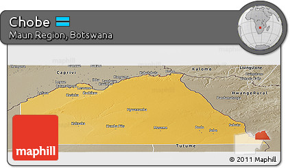 Physical Panoramic Map of Chobe, semi-desaturated