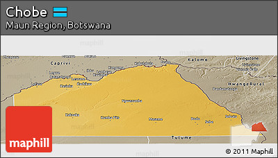 Physical Panoramic Map of Chobe, semi-desaturated