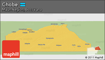 Savanna Style Panoramic Map of Chobe, single color outside