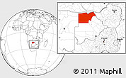 Blank Location Map of Maun Region, within the entire country