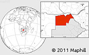 Blank Location Map of Maun Region, highlighted country