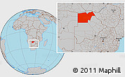 Gray Location Map of Maun Region, within the entire country