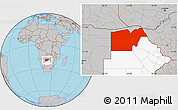 Gray Location Map of Maun Region, highlighted country